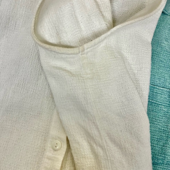 Vintage LL Bean Top Size 8 Aqua Blue and White Cotton Sleeveless Tunic Button Up - Picture 6 of 8